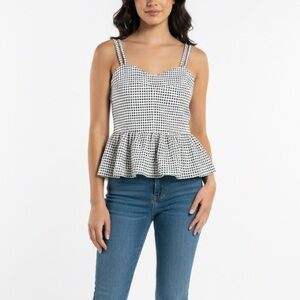 Chelsea28 Gingham Peplum Top